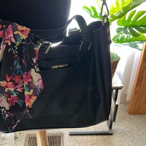 Steve Madden Black Shoulder Bag with Floral Accent